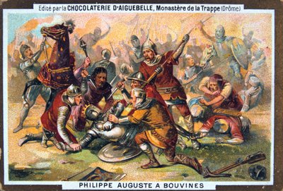 Felipe Augusto en la Batalla de Bouvines, 1214, siglo XIX de Unbekannt