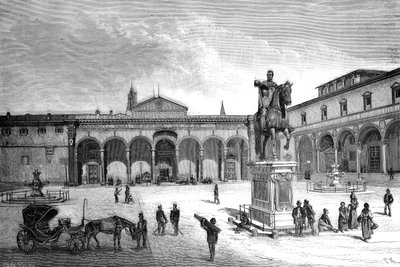 Plaza e iglesia de la Santissima Annunziata, Florencia, Italia, 1882 de Unbekannt