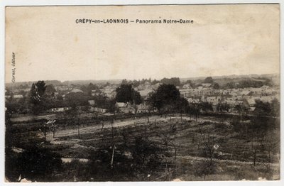 Picardía, Aisne (02), Crepy en Laonnois: panorama de Notre-Dame - Postal finales del siglo XIX-principios del XX de Unbekannt