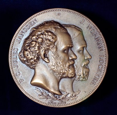 Pierre Janssen y Joseph Norman Lockyer, astrónomos francés e inglés de Unbekannt