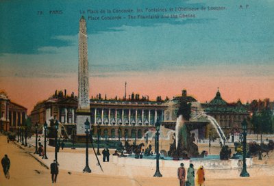 Place de la Concorde - Las Fuentes y el Obelisco de Luxor, París, c1920 de Unbekannt
