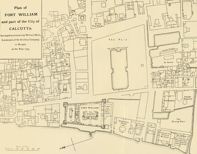 Plano de Fort William y parte de la Ciudad de Calcuta, 1925 de Unbekannt