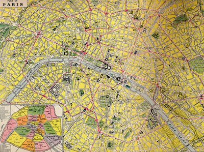 Plano de París - Distrito central de la Ciudad de la Luz, c1930s de Unbekannt