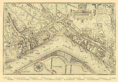 Plano de Westminster. De la Encuesta de Norden, realizada en el reinado de la Reina Isabel, 1593, 1881 de Unbekannt