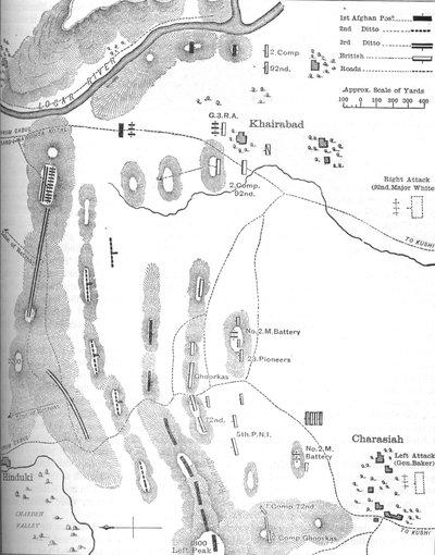 Plano de la Batalla de Charasiah, 6 de octubre de 1879 de Unbekannt