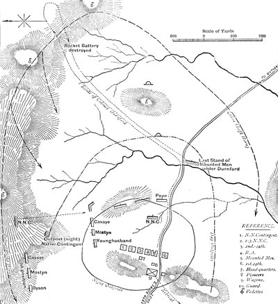 Plano de la Batalla de Isandhlwana, 22 de enero de 1879, c1880 de Unbekannt