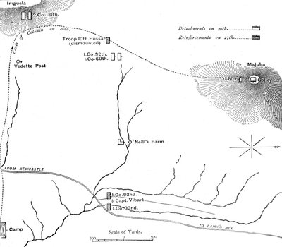 Plano de la marcha a la colina Majuba, 26 de febrero de 1881, c. 1880s de Unbekannt