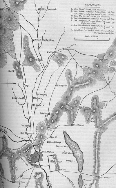 Plan de las operaciones alrededor de Kabul, 9-15 de diciembre de 1879, c1880 de Unbekannt