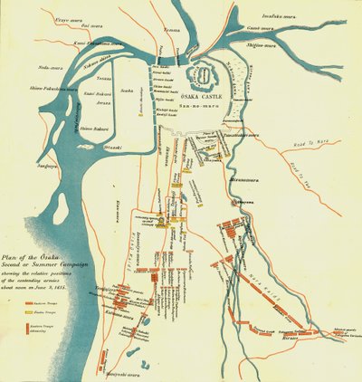 Plano de la Segunda o Campaña de Verano de Osaka, 1615. 1903 de Unbekannt