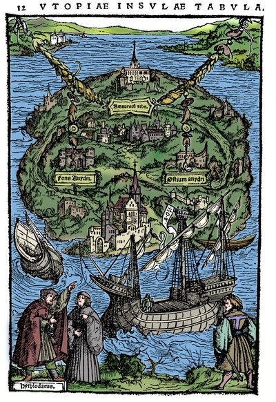 Plano de la isla de Utopía, 1518 de Unbekannt
