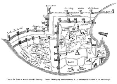 Plano de la ciudad de Acre, Palestina, siglo XIV de Unbekannt