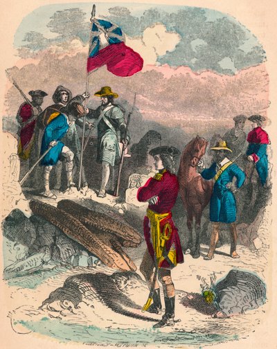 Plantación de la bandera real en las ruinas del Fuerte Du Quesne, 1758 de Unbekannt