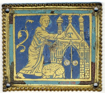 Placa con la marca de la puerta con la letra Tau, alemana, ca. 1200 de Unbekannt