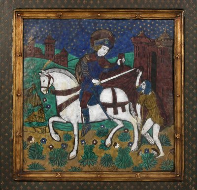 Placa con San Martín y el mendigo, francés, siglo XVI de Unbekannt