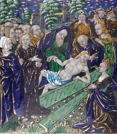 Placa con la Resurrección de Lázaro, francesa, primera mitad del siglo XVI de Unbekannt