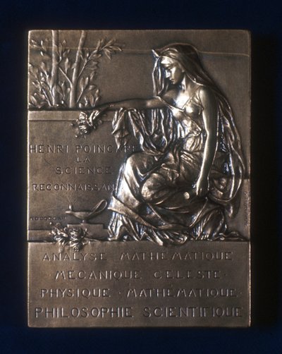 Plaqueta conmemorativa de la muerte de Henri Poincare, matemático francés, 1912 de Unbekannt