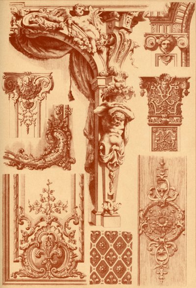 Ornamentos de yeso, Francia, siglos XVII y XVIII, 1898 de Unbekannt