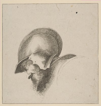 Placa 10: cabeza de un soldado, de I principii del disegno, después de 1641 de Unbekannt