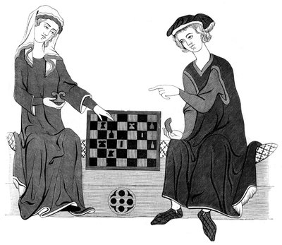 Jugando al ajedrez, siglo XIII 1849 de Unbekannt