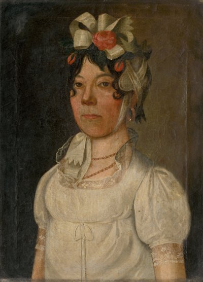 Retrato de una joven con vestido blanco de Unbekannt