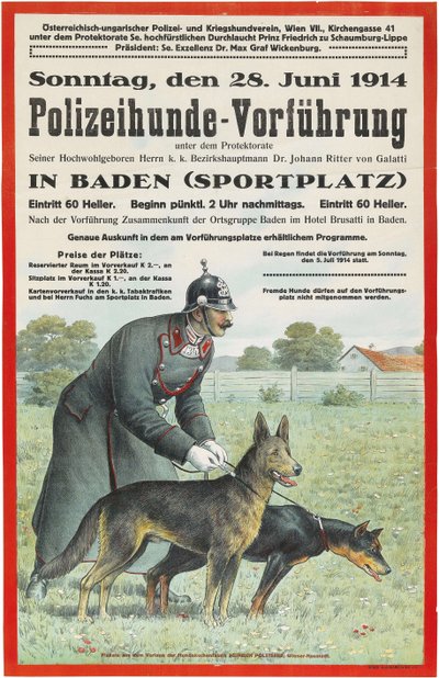Demostración de perro policía en Baden, 1914 de Unbekannt