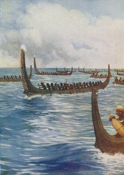Canoas de guerra polinesias, 1924 de Unbekannt
