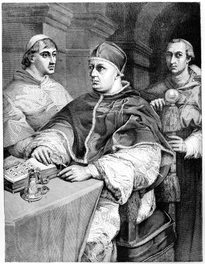 Papa León X, Giulio de Medici el futuro Papa Clemente VII y Cardenal de Rossi, 1882 de Unbekannt