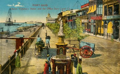 Port-Said - Estatua de la Reina Victoria y la Oficina del Canal de Suez, c. 1918-c. 1939 de Unbekannt