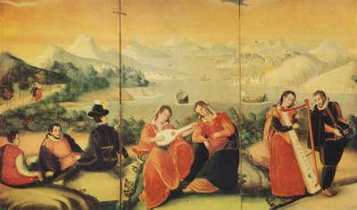 Porción de una pantalla plegable japonesa del período Keicho, c1600 de Unbekannt