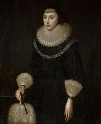 Retrato de una dama con un abanico, 1600-1650 de Unbekannt