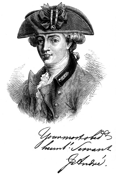 Retrato y autógrafo del Mayor John Andre, soldado y espía británico del siglo XVIII, c1880 de Unbekannt