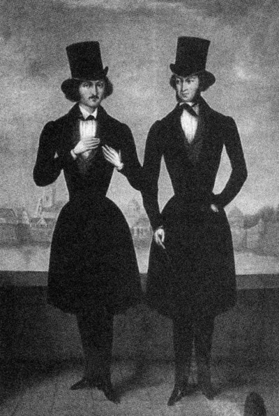 Retrato de Alexander Pushkin y Nikolai Gogol, primer cuarto del siglo XIX de Unbekannt