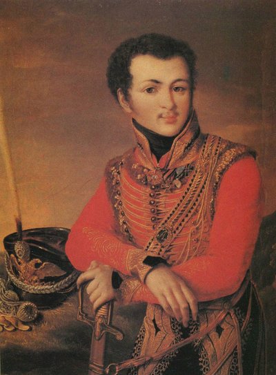 Retrato de Artemy Lazarev 1791-1813, maestro de equitación del Regimiento de Húsares de la Guardia de Vida, 1820s de Unbekannt