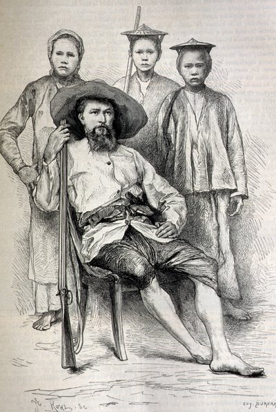 Retrato de Auguste Pavie (1847-1925) explorador y diplomático francés en Indochina - Grabado de Unbekannt