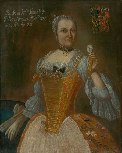 Retrato de Barbora Horváthová-Stančičová con un reloj de Unbekannt