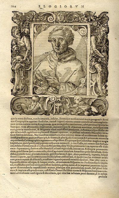 Retrato de Cristóbal Colón. De Elogia virorum bellica virtute illustrium por Paolo Giovio de Unbekannt