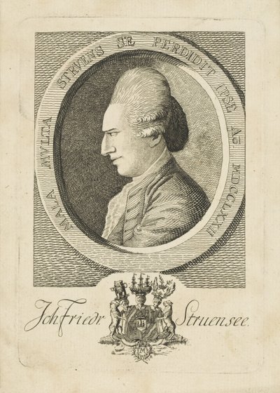 Retrato del Conde Johann Friedrich Struensee 1737-1772, 1773 de Unbekannt