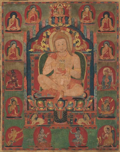 Retrato de Jnanatapa atendido por lamas y mahasiddhas, ca. 1350 de Unbekannt