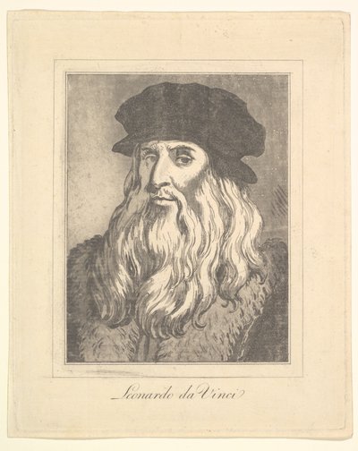 Retrato de Leonardo da Vinci de Caricaturas de Leonardo da Vinci, de Dibujos de Wi..., 1786 de Unbekannt