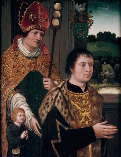 Retrato de Nicholas Gaze y su hijo y San Nicolás de Unbekannt
