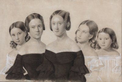 Retrato de las hermanas Yelisaveta, María, Praskovya, Alexandra y Anna Dyakov, finales de 1830s de Unbekannt