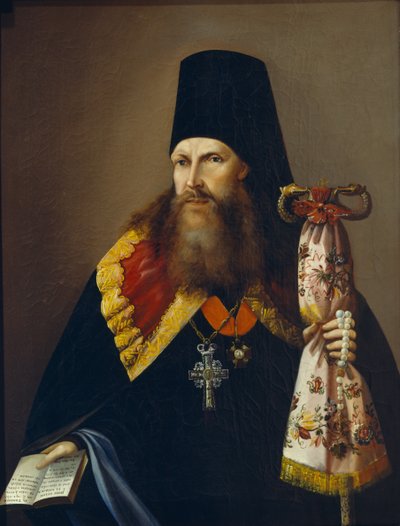 Retrato de Varlaam Denisov, Arzobispo de Ural 1804-1873, mediados del siglo XIX de Unbekannt