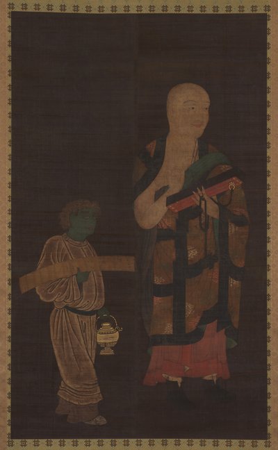 Retrato de Xuanzang Genjo con Asistente, siglo XIV de Unbekannt