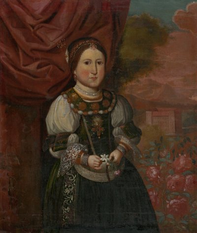 Retrato de una niña en un paisaje de Unbekannt