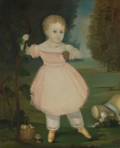 Retrato de una niña pequeña recogiendo uvas, 1840-50 de Unbekannt