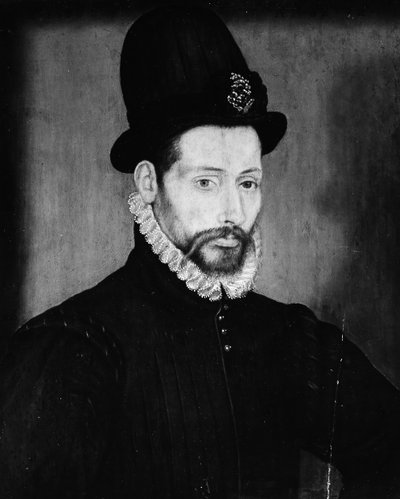 Retrato de un hombre con sombrero alto de Unbekannt