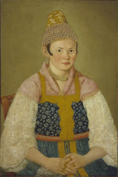 Retrato de una Mujer Comerciante en Kokoshnik Kabluchok de Unbekannt