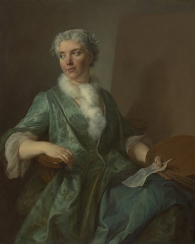 Retrato de una Mujer Artista, c. 1735 de Unbekannt