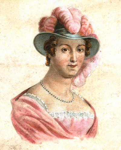 Retrato de una mujer con sombrero de plumas, c1750-1850 de Unbekannt
