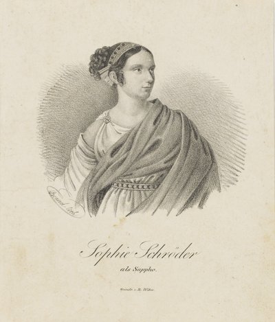 Retrato de la cantante y actriz Sophie Schröder 1781-1868 como Safo, 1833 de Unbekannt
